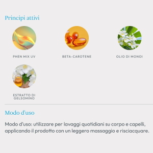 ING SUMMER SHOWER SHAMPOO DOCCIA CON BETA CAROTENE E OLIO DI MONOI VEGANO SOLARE 250ML